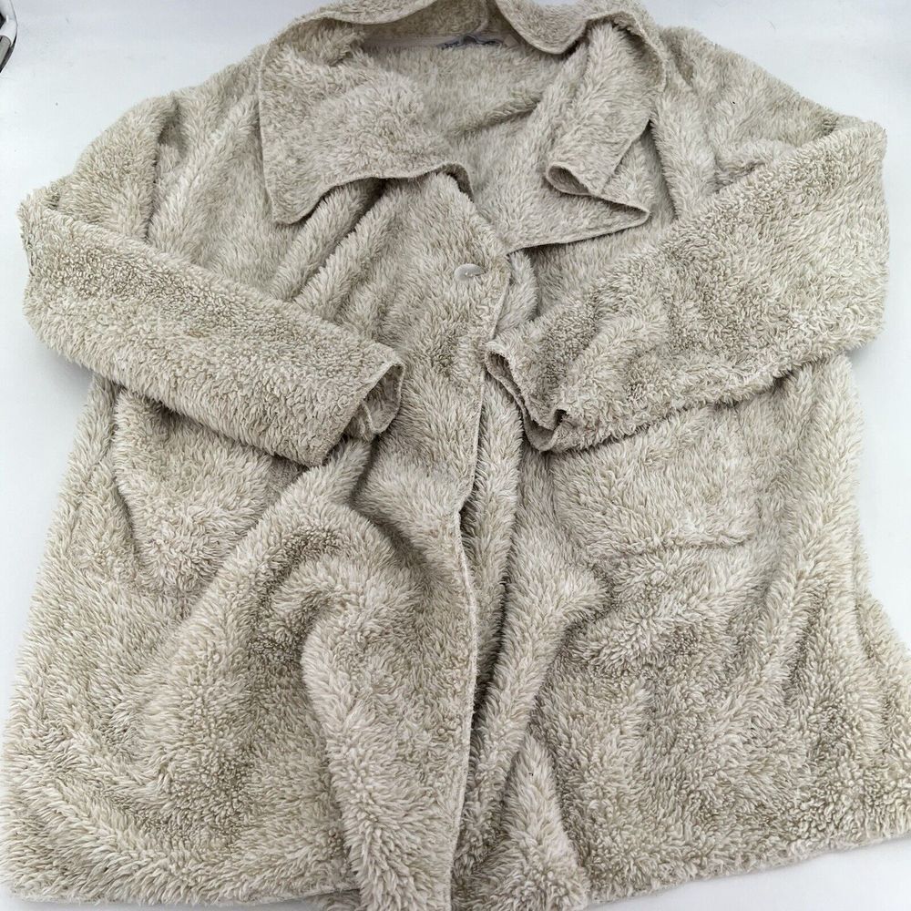 Soft Surroundings Hug-me Cardigan Long Sleeve One Button Pockets Beige Size Med